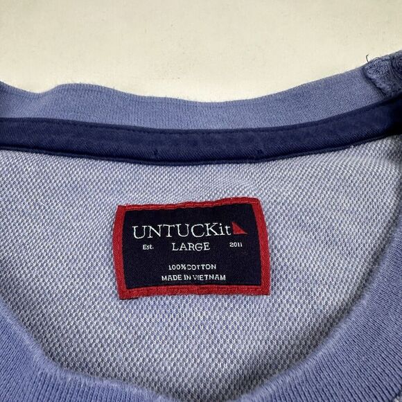 UNTUCKit ANDREWS Blue Pullover Sweater Long Sleeve Crew Neck Cotton Sz L - Picture 4 of 8